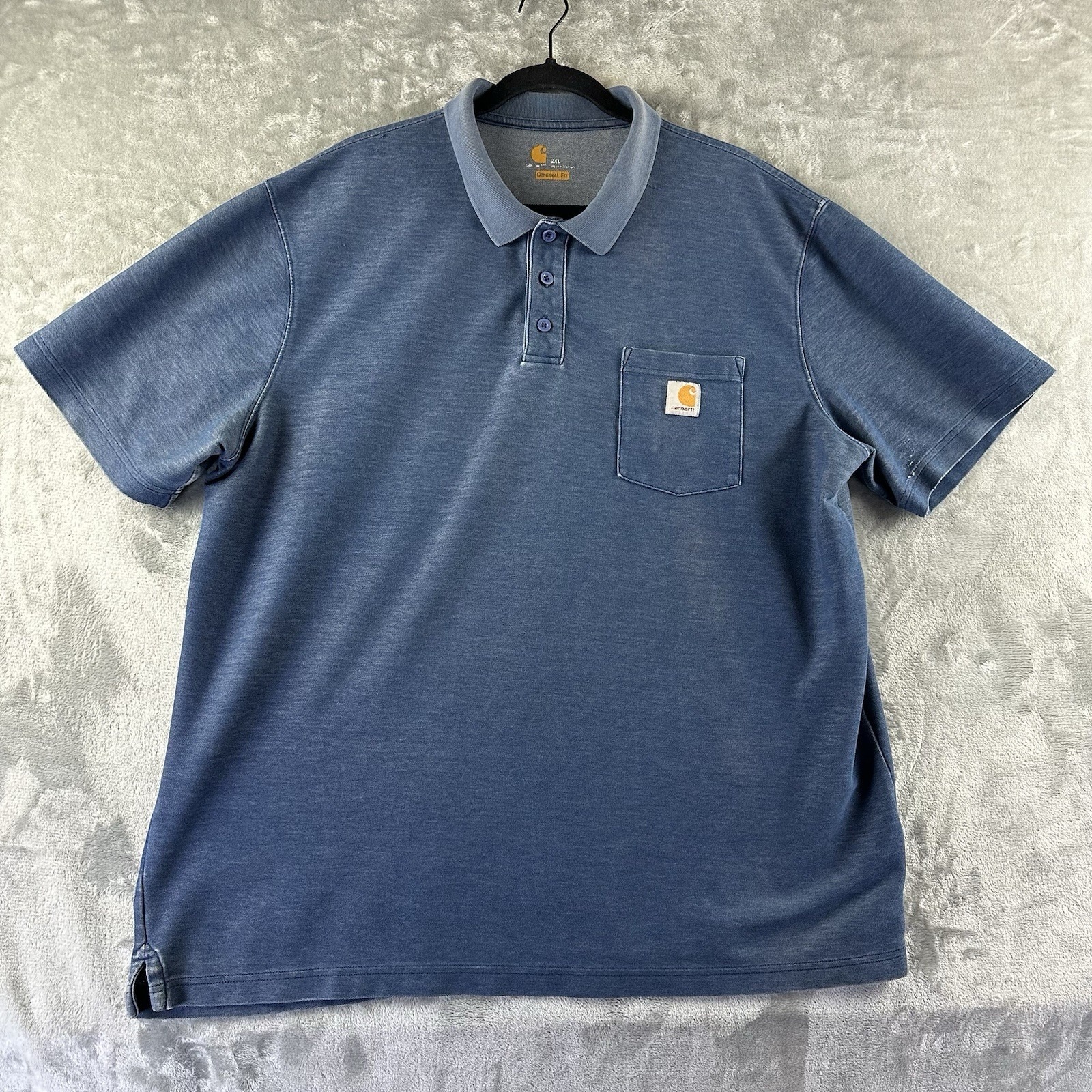 Carhartt Polo Style Shirt Men's 2xl Blue Original Fit
